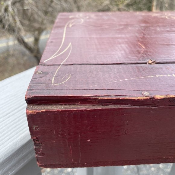 Antique - Vintage Wooden Letter Lap Desk Box Hand Painted Primitive Edwardian - Picture 9 of 16